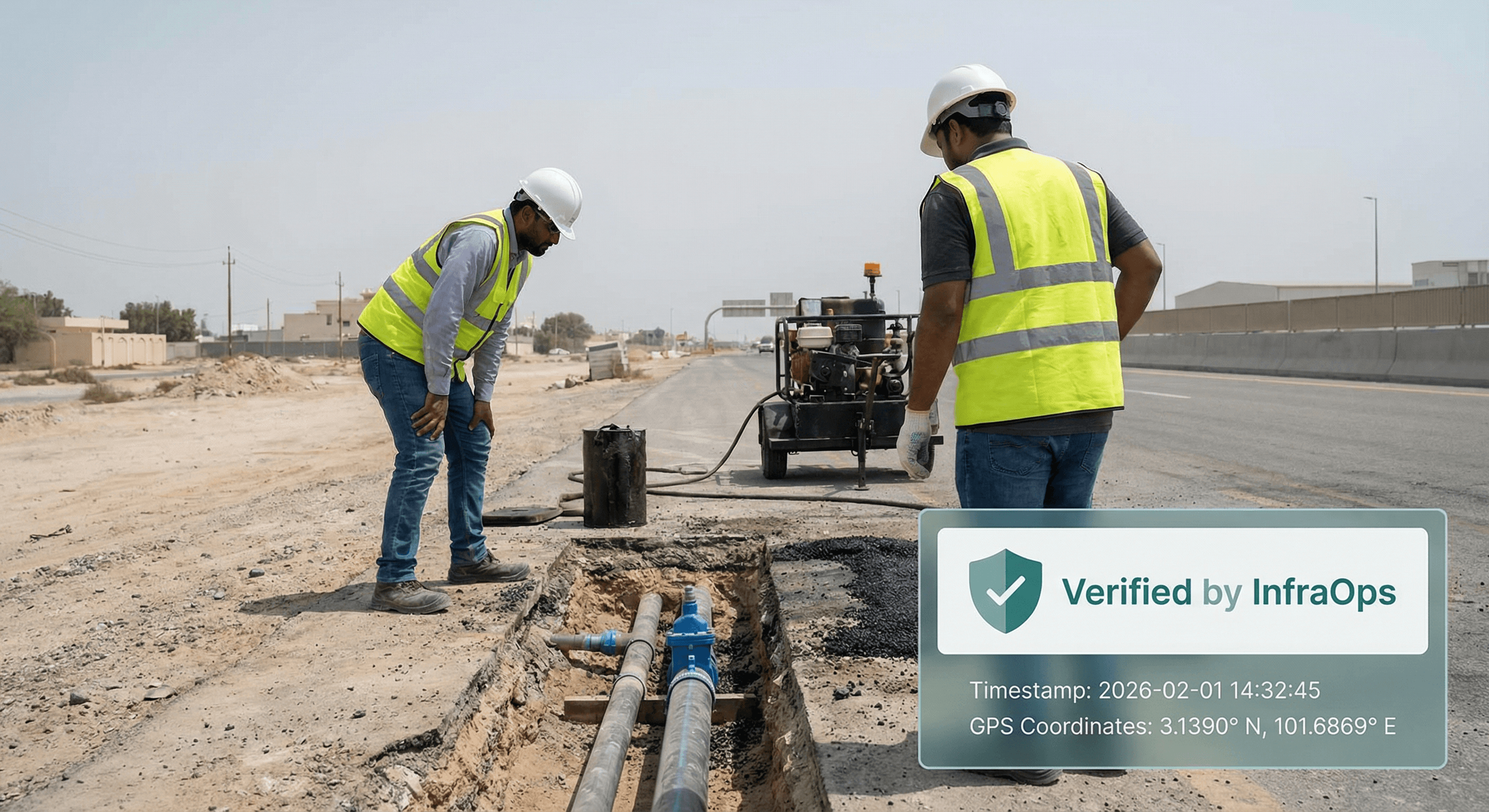 GPS-verified photo with timestamp and coordinates watermark